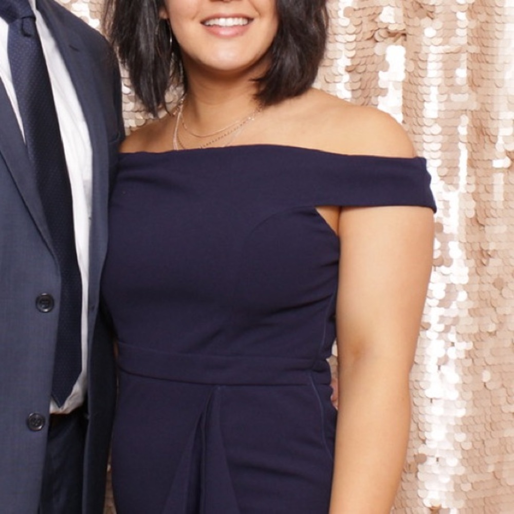 Navy Off-shoulder ball gown